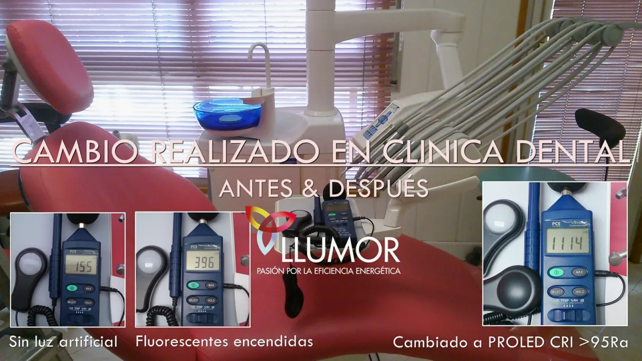 Ejemplo cambio de tubos LED T8 en clinica dental