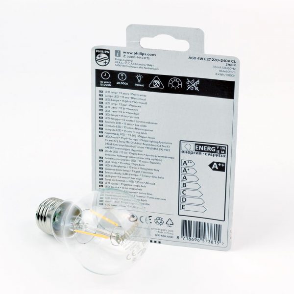 Bombilla LED FILAMENTO E27 | Philips Classic 4W