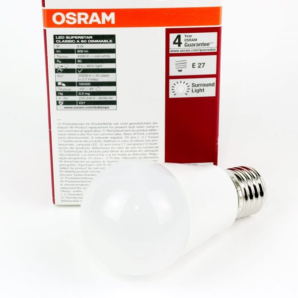 OSRAM LED E27 Superstar Classic A60 | 9W Regulable