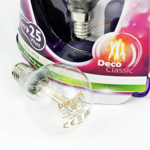 Bombilla esfera LED FILAMENTO E14 | Philips 2.3W