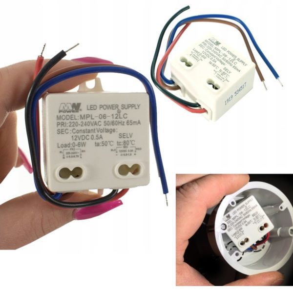 Transformaor LED pequeño de 6W a 12V DC