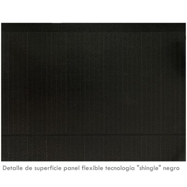 Detalle de panel solar flexible tecnología shingle negro