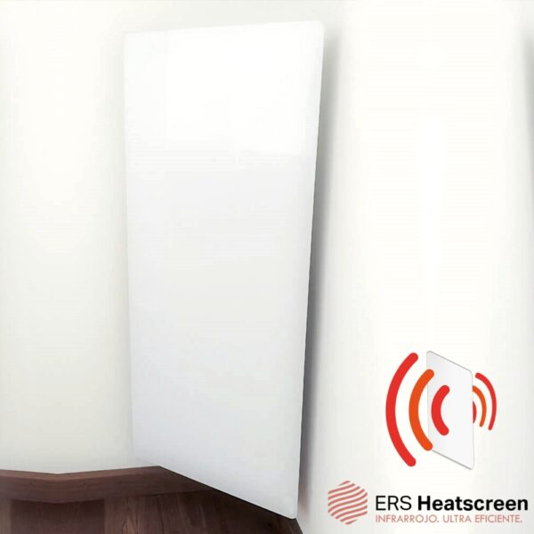 Panel radiante HeatScreen montado en una esquina con consola pivotante