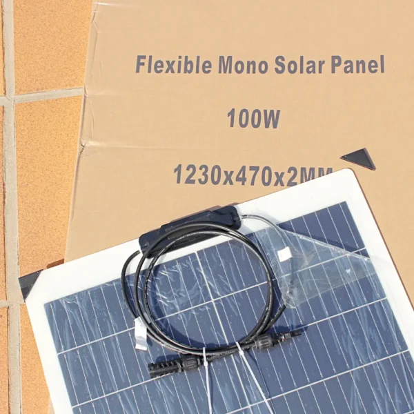 Panel solar flexible 100W CPC y su embalaje