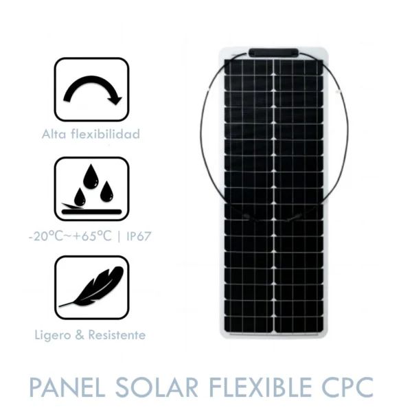 Características panel solar flexible 12v 100W CPC