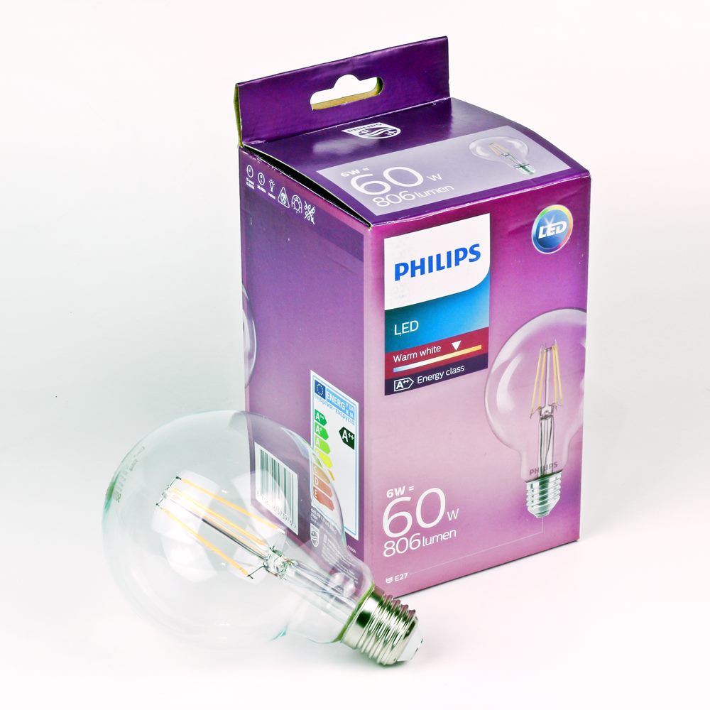  Globo LED E27 filamento Philips 6W